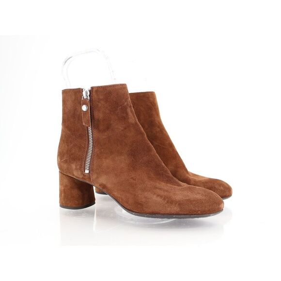 AGL Phillipa Booties Size 38 8 Brown Leather Suede Block Heel Zip Up Boots - Picture 2 of 14